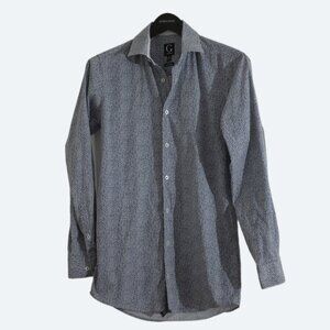 Grafton blue Slim Fit birds Patterned Dress Shirt Size S 14.5" Neck